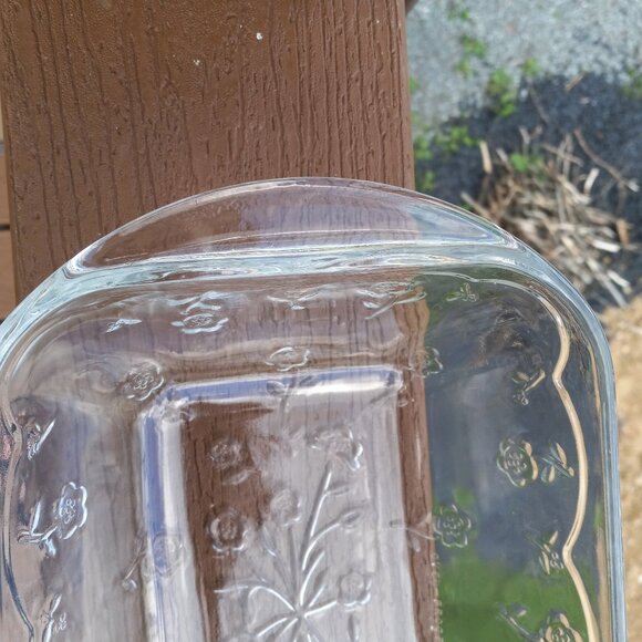 Vintage Anchor Hocking Savannah Clear Floral Glass Rectangular Baking Dish - Picture 7 of 14